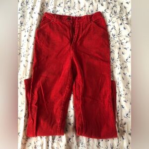 Red woman’s corduroy pants